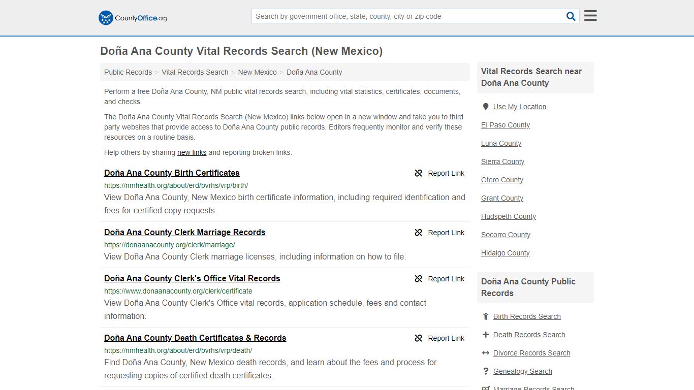 Vital Records Search - Doña Ana County, NM (Birth, Death ...